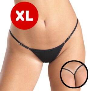 Tanga Hilo Dental Negra, XL, ajustable