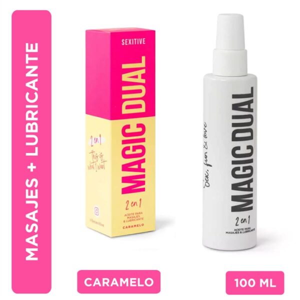 Aceite+Lubricante - MAGIC DUAL Sabor Caramelo 100ml - Sexitive