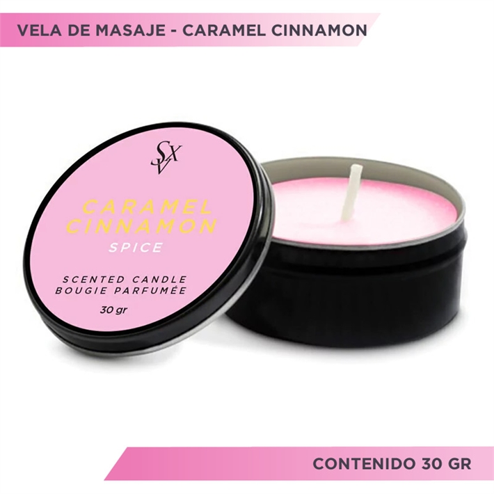 Vela de Masajes CARAMEL CINNAMOL 30gr - Sexitive