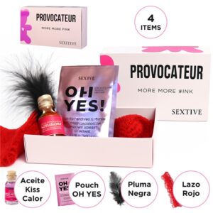Kit Provocateur Lazo de Ojos+Pluma+Aceite+Lubricante -Sexitive